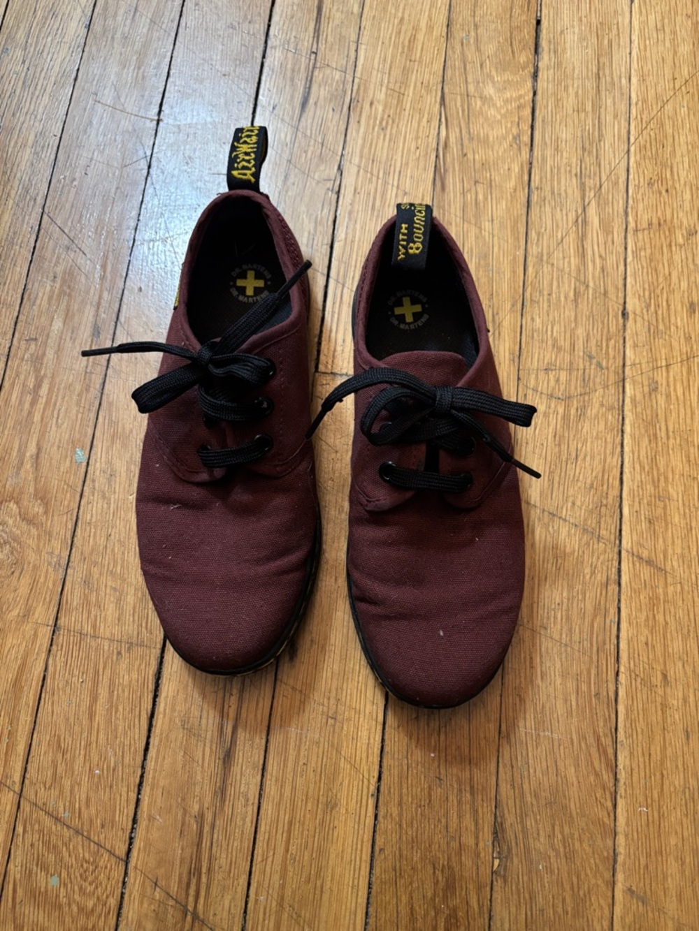 Dr. Martens Burgundy Canvas Low-Top Lace-Up Shoes